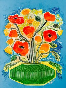 Levendig papaverboeket door Sarah Fitzgerald