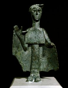 Nuragische cultuur: bronzen beeldje van een biddende vrouw genaamd Torralba. 8e-7e eeuw v.Chr. Cagliari, Museo Nazionale Archeologico, Sardinië, Italië door Sardinia Nuragic Civilization