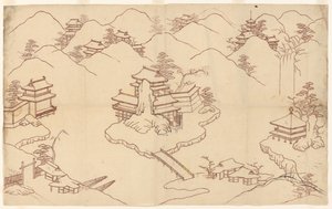 Landschap in Chinese stijl door Sasaya (workshop of)