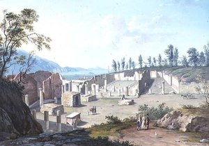 Grand Touristen bij de Ruïnes van Pozzuoli, nabij Napels door Saviero Xavier della Gatta
