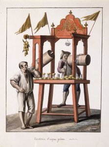 Verkoper van IJswater; en Napolitaans Kostuum van de Wagen; Venditore d