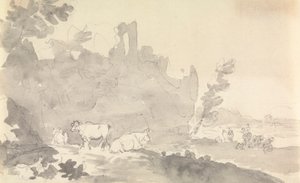 Landschap met koeien op de voorgrond