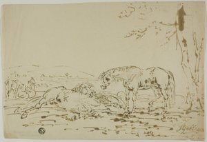 Landschap met paarden op de voorgrond door Sawrey Gilpin