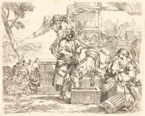 Sint-Jozef die naar het Advies van de Engel Luistert door Sébastien Bourdon