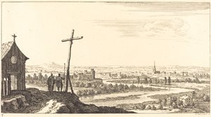 Landschap met Kerk en Stad in de Verte door Sébastien  Le Clerc I