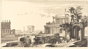 Landschap met klassieke ruïnes