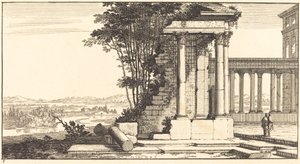 Landschap met klassieke ruïnes door Sébastien  Le Clerc I