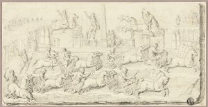 Romeinse wagenrace (naar antiek bas-reliëf) door Sébastien Le Clerc the Younger