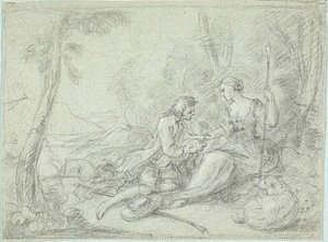 Herder en herderin door Sébastien Le Clerc the Younger