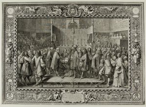Hernieuwde alliantie tussen de Fransen en de Zwitsers in 1663 door Sébastien Le Clerc the elder