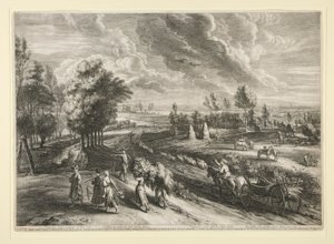 Uitzicht op Mechelen, uit de Set van de Grote Landschappen door Schelte Adams Bolswert