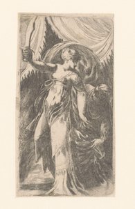 Judit met het hoofd van Holofernes in een zak door Schiavone (attributed to)