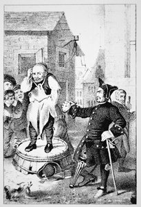Peter Stuyvesant berispt Willem Wickendam voor het preken van een Baptistenpreek door School American