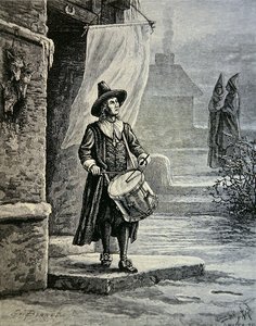 De kerkklok van de puritein was een trommelaar