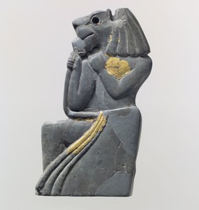Plaquette fragment: knielende leeuwenkopfiguur, ca. 18e eeuw v.Chr. door School Anatolian