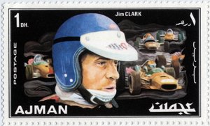 VAE postzegel met Schotse autocoureur Jim Clark (1936-1968)