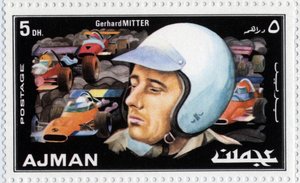 VAE postzegel met autocoureur Gerhard Mitter (1935-1969)