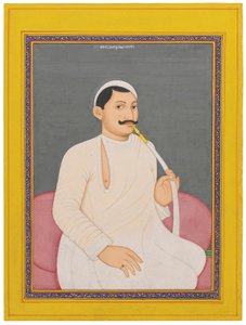 Een zittend portret van Ram Chandra Lahiri, Dewan van Cooch Bewar (1829 - 1842, ca. 1840) door School Bengali
