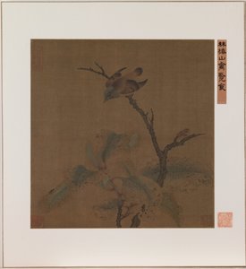 Vogel op een tak (inkt  kleur op zijde) door School Chinese