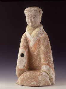 Dame van het Hof. China, Westelijke Han-dynastie, 60 cm H. Terracotta beeldje