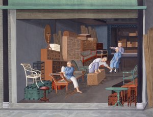 Europese kasten maken, ca. 1825 (gouache op papier) door School Chinese