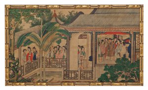 Een van vierentwintig scènes uit Droom van de Rode Kamer door School Chinese