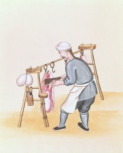 De Vleesverkoper, uit een boek over de straatroepen van Peking door School Chinese