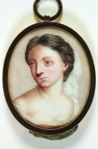 Een dame in een witte decollete jurk door School Continental
