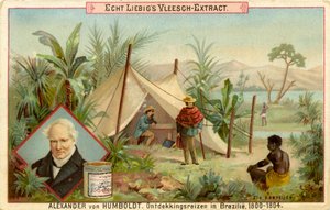 Ontdekkingsexpeditie van Alexander von Humboldt, Liebig Kaart (prent) door School Dutch