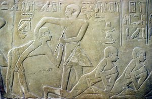 Dorpoudsten gedwongen om hun foutieve belastingaangiften toe te geven aan klerken, Tomb of Merereuka, 6e Dynastie