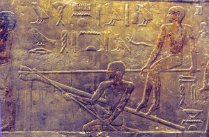 Mastaba/Tomb of Ti, Saqqara, 5e Dynastie, Scheepsbouw door School Egyptian