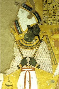 Oude Egypte, muurschildering Graf van Inherkhau, Thebe, Graf van de Edelen, 20e dynastie, Osiris, God van het hiernamaals door School Egyptian