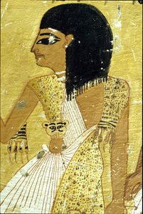 Oud Egypte, muurschildering graf van Inherkhau, Thebe, graf van de edelen, 20e dynastie, Inherkhau in luipaardvel door School Egyptian