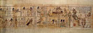 Oude Egyptische Kunst Mythologische Papyrus van Serimen door School Egyptian