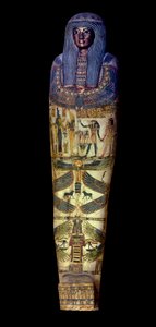 Egyptische oudheid: deksel van sarcofaag van Jedkhonsouioufankh (Djedkhonsouiouefankh), rond 750 v.Chr. door School Egyptian