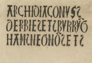 Barton onder Needwood Kerk - inscripties: inkt facsimile