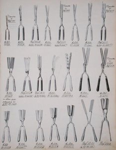 Krultang, uit een handelscatalogus van huishoudelijke goederen en fittingen, ca. 1890-1910 door School English