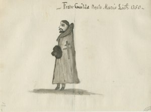Lichfield - Gildehuis [Gildebroeder]: wassing tekening, nd [?18e eeuw] door School English
