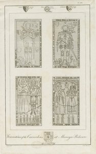 Mavesyn Ridware - Grafstenen van de Carwardens (gravure, nd [laat 18e eeuw]) door School English