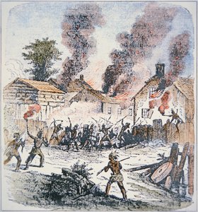 Nipmuc Indianen vallen de nederzetting van Brookfield, Massachusetts aan in augustus 1675