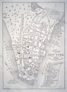 Plan van New York in 1729 door School English
