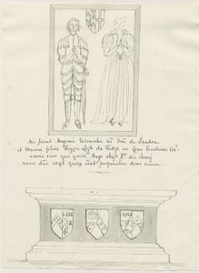 Sandon Kerk - Graf van Hugh Erdeswicke en Mary [Legh] door School English