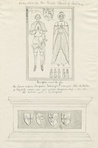 Sandon Kerk - Graf van Sampson Erdeswicke en Elizabeth [Grey] door School English