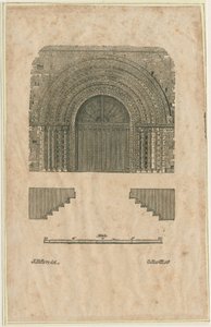 Tutbury Priory Church - Westelijke ingang: houtsnede gravure, nd [?vroeg 19e eeuw]