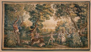 Jachtscène, Oorsprong Oudenaarde (wandtapijt) door School Flemish