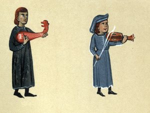 Een troubadour uit de middeleeuwen, illustratie uit 