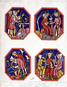Corporatie van wijnmakers - glas-in-lood van de wijnmakers van de Kathedraal van Le Mans door School French