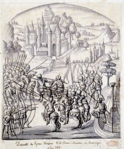 Afdaling van de tiran Maxime van Conan-Meriadec in Armorica in 383 door School French