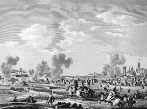 Franse revolutie en aankomst van contrarevolutionaire troepen: overwinning van de Franse revolutionairen in Jemmapes op 6 november 1792 op het Oostenrijkse leger in België door School French