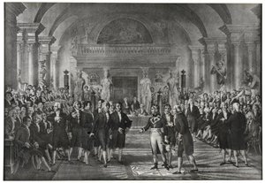 Generaal Bonaparte verkozen op 25 december 1797 tot de sectie van de mechanische kunsten van de sectie wetenschappen ter vervanging van Lazare Carnot aan de academie van wetenschappen in Parijs door School French